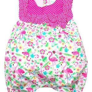 Nannette Baby Girl Flamingo Bubble Romper 12M